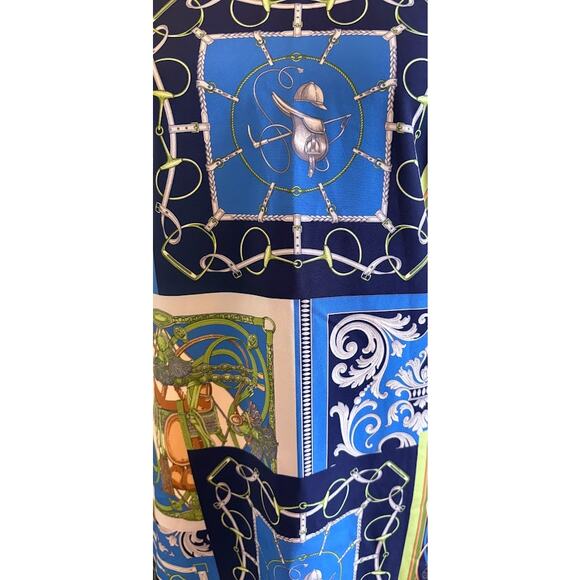 J. McLaughlin Belinda Dres Blue Multi‎ Heraldic Patchwork Pattern Size 6 NWOT - Picture 4 of 8